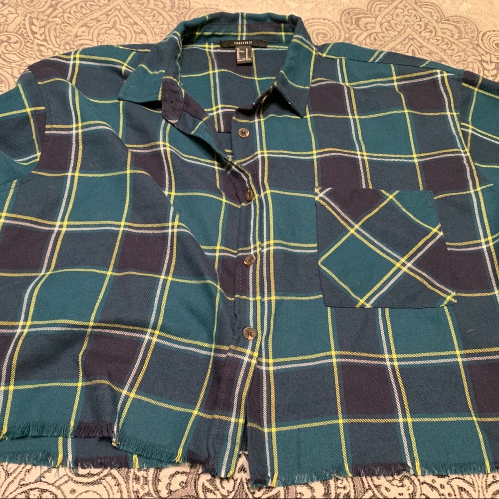 forever 21 cropped flannel top